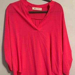 Hot pink sheer flare blouse